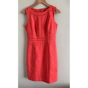 Ellen Tracy Dress Sz 4 Casual Social Occasion Coral Sleeveless Sheath